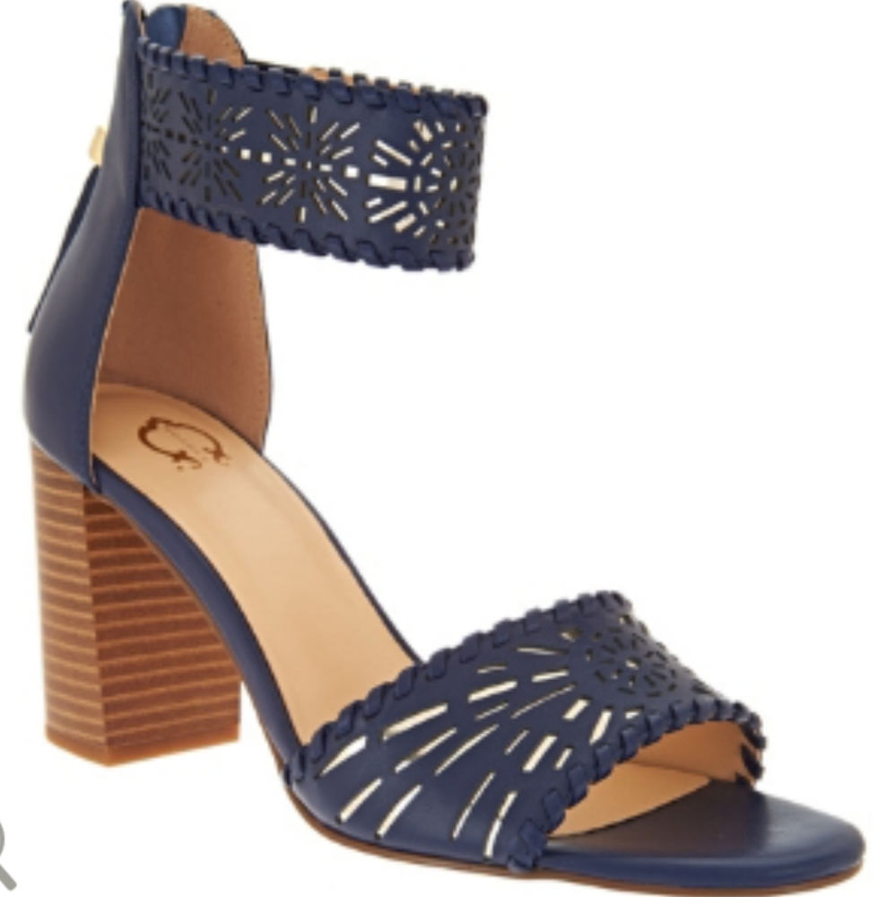 Leather Blue Cutout Sandals by C. Wonder
